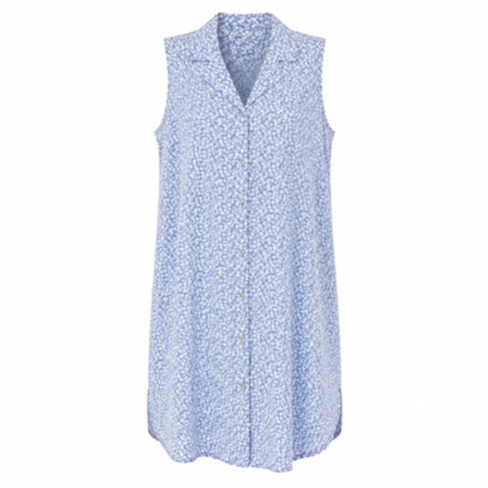 Joie Dress Womens Large Blue Floral Sleeveless Shirt Button Front Cotton Pockets